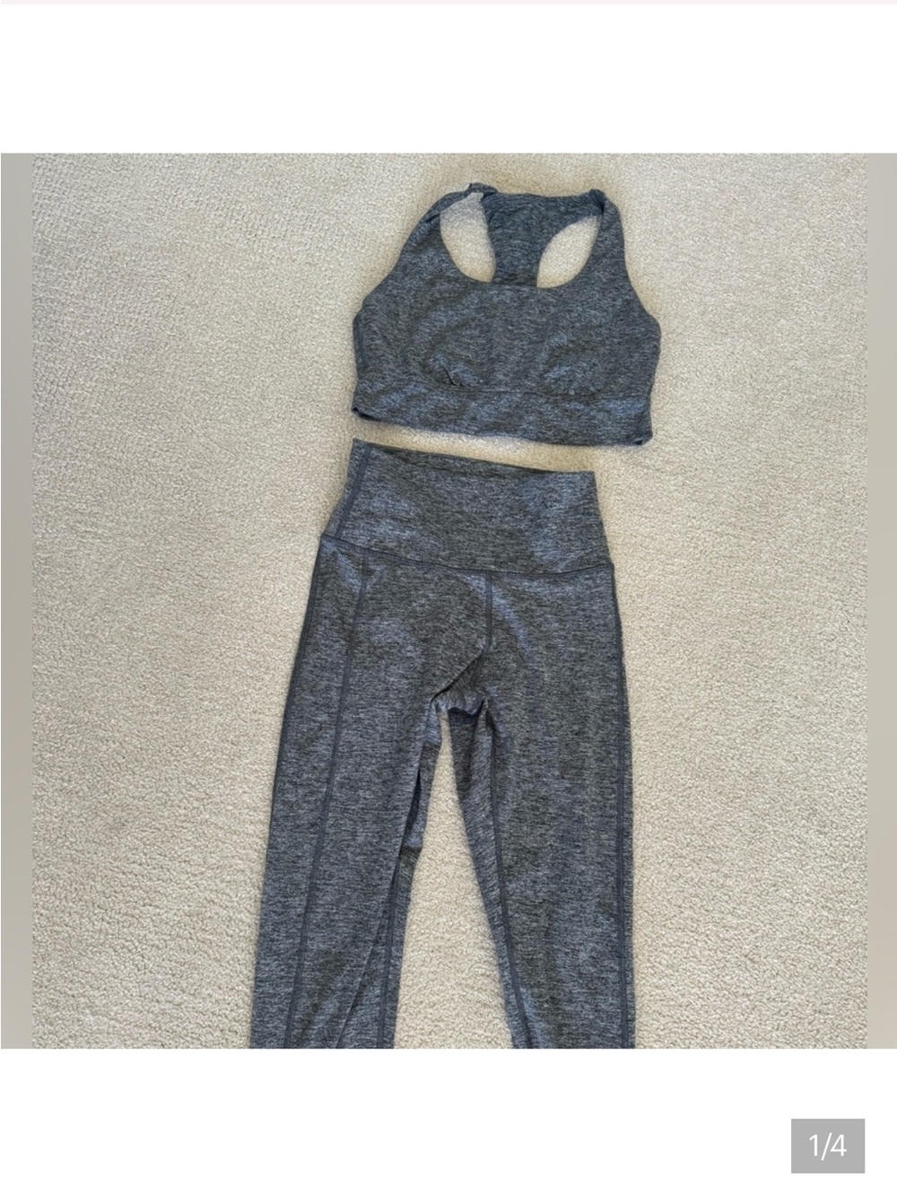 Arie Heathered Gray Sports Bra and Leggings Set